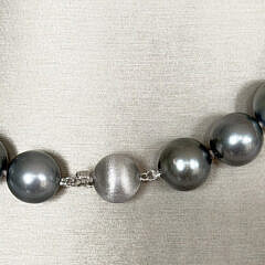 Fine 13mm x 15mm Tahitian Grey South Sea Pearl Necklace