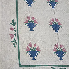 American Tulip in a Blue Basket Applique Quilt, circa 1930s