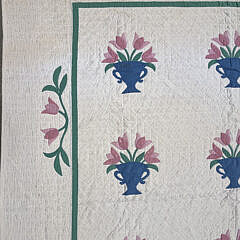 American Tulip in a Blue Basket Applique Quilt, circa 1930s