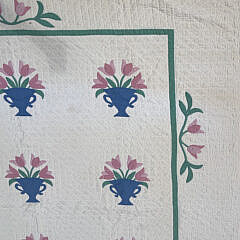 American Tulip in a Blue Basket Applique Quilt, circa 1930s