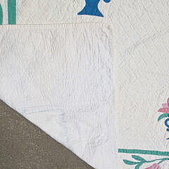 American Tulip in a Blue Basket Applique Quilt, circa 1930s