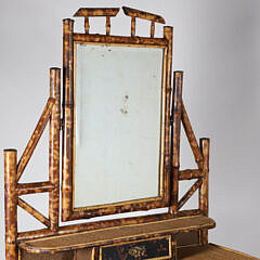 English “Tortoiseshell” Bamboo Dressing Table with a Mirror and Chinoiserie Lacquered Panels, 19th Century