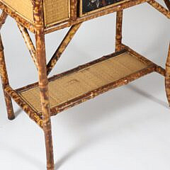 English “Tortoiseshell” Bamboo Dressing Table with a Mirror and Chinoiserie Lacquered Panels, 19th Century
