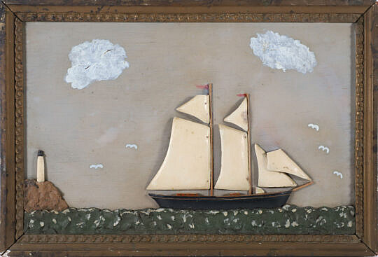 Carved Folk Art Marine Plaque 19th Century