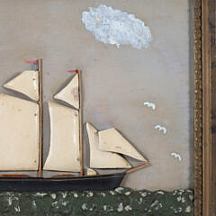 Vintage Folk Art Maritime Carved Wood and Painted Plaque
