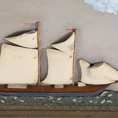 Vintage Folk Art Maritime Carved Wood and Painted Plaque