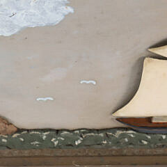 Vintage Folk Art Maritime Carved Wood and Painted Plaque