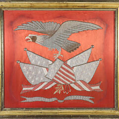 Japanese Eagle in Flight Silk Embroidery, 19th Century