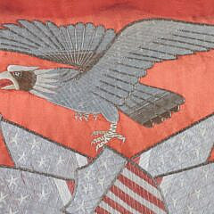 Japanese Eagle in Flight Silk Embroidery, 19th Century
