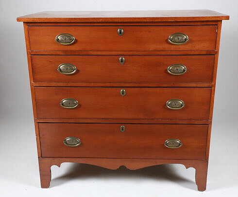American Cherry Four Graduating Drawer Chest of Drawers circa 1810