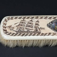 Scrimshaw Twin American Ship with Abalone Inlaid Brush