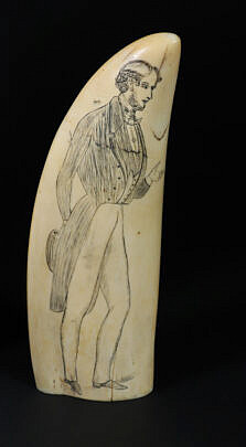 Whaleman Scrimshaw Whale Tooth, circa 1850