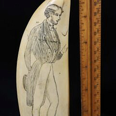Whaleman Scrimshaw Whale Tooth Portrait of a Captain, circa 1850