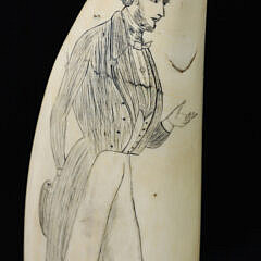 Whaleman Scrimshaw Whale Tooth Portrait of a Captain, circa 1850
