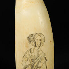 Whaleman Scrimshaw Whale Tooth Portrait of a Captain, circa 1850