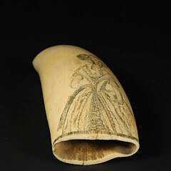 Whaleman Scrimshaw Whale Tooth Portrait of a Captain, circa 1850