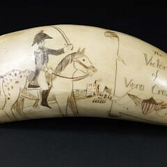 American Scrimshaw Whale Tooth, Portrait of General Winfield Scott, circa 1847