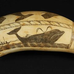 American Scrimshaw Whale Tooth, circa 1850
