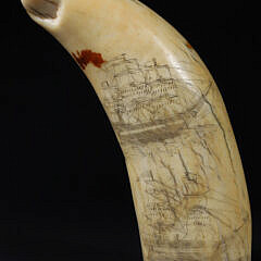 American Scrimshaw Whale Tooth, circa 1840