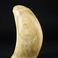 American Scrimshaw Whale Tooth, Portrait Union General Wm Rosecrans, circa 1862