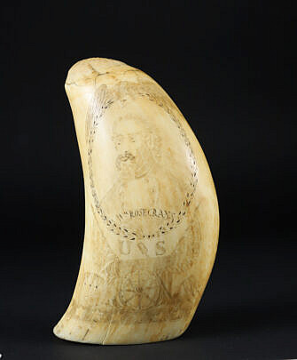 American Scrimshaw Whale Tooth, Portrait Union General Wm Rosecrans, circa 1862