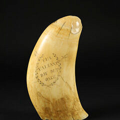 American Scrimshaw Whale Tooth, Portrait Union General Wm Rosecrans, circa 1862