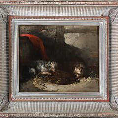 George Smith Armfield Oil on Canvas "Terriers Watching Mice in a Cage"