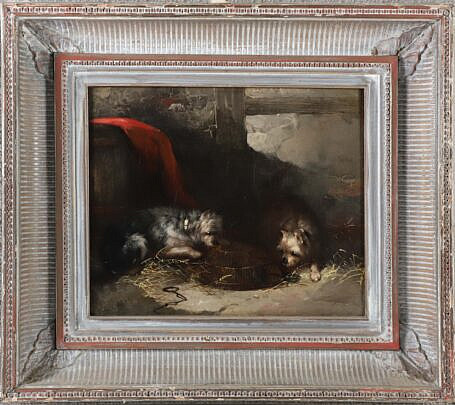 George Smith Armfield Oil on Canvas "Terriers Watching Mice in a Cage"
