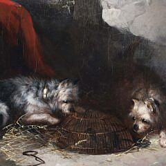 George Smith Armfield Oil on Canvas “Terriers Watching Mice in a Cage”