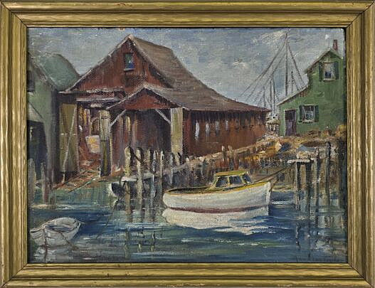 4487-955 Impressionist Harbor Painitng B