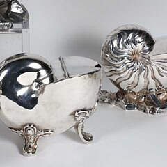 Group of Seven Silver Plated Nautilus Shell Spoon Warmers, 19th / 20th Century