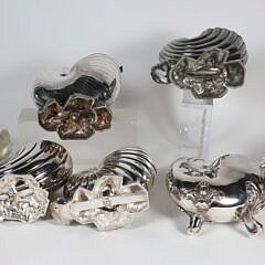 Group of Seven Silver Plated Nautilus Shell Spoon Warmers, 19th / 20th Century