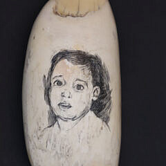 Scrimshaw Whale Tooth Depicting a Young Boy