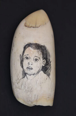 Scrimshaw Whale Tooth Depicting a Young Boy