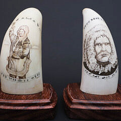 Two P. Hayder Signed Scrimshawed Whale Teeth