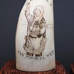 Two P. Hayde Signed Scrimshawed Whale Teeth Depicting Life in Alaska