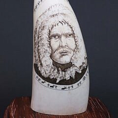 Two P. Hayde Signed Scrimshawed Whale Teeth Depicting Life in Alaska
