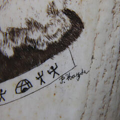 Two P. Hayde Signed Scrimshawed Whale Teeth Depicting Life in Alaska