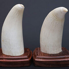 Two P. Hayde Signed Scrimshawed Whale Teeth Depicting Eskimo Hunters