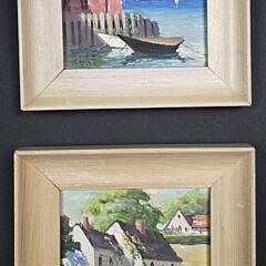 Pair of Irene Stry Oil on Board Paintings, 20th century