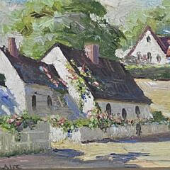 Pair of Irene Stry Oil on Board Paintings, 20th century