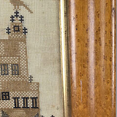 Fine Antique Architectural Needlework Sampler of Solomon’s Temple, 19th century