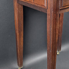 Antique Wood Specimen Inlaid One Drawer Night Stand Work Table, 19th century