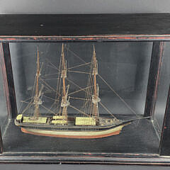 Antique Fully Rigged Three Masted Clipper Ship Boat Model, 19th century