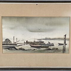 Robert Courjon Watercolor on Paper “The Coming Rain” Painting, 20th century