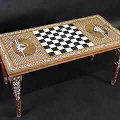 Vintage Anglo Indian Bone Inlaid Gambeboard Coffee Table, 20th century