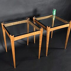 Pair of Chad Voorhees Tiger Maple End Tables, 20th century