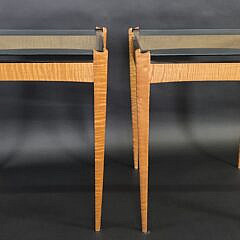 Pair of Chad Voorhees Tiger Maple End Tables, 20th century
