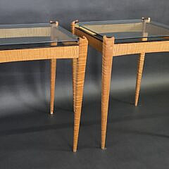 Pair of Chad Voorhees Tiger Maple End Tables, 20th century