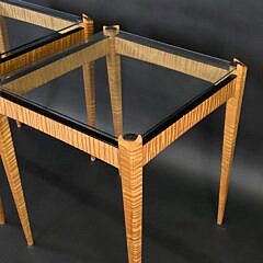 Pair of Chad Voorhees Tiger Maple End Tables, 20th century